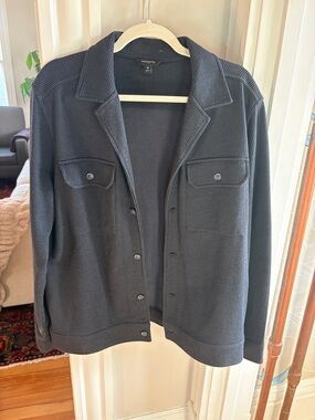 Banana Republic Dark Grey Ribbed Button-Up Jacket